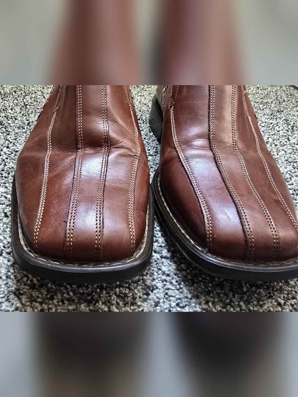 Alfani Men's Brown Leather Square Toe Slip On Loafers Shoes Size 8.5 M - Picture 3 of 10